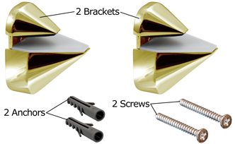 Brass Adjustable Shelf Bracket Package Content